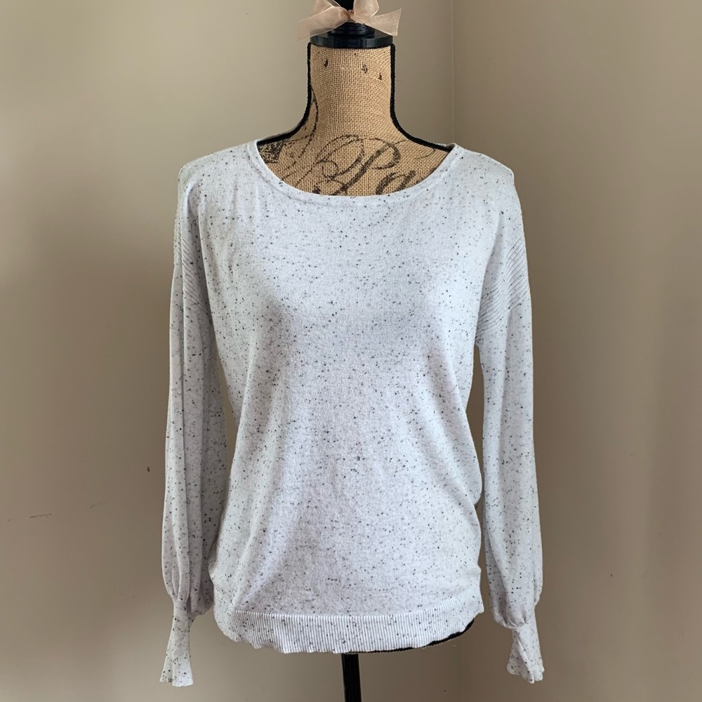 White & Black Bell Sleeve Sweater